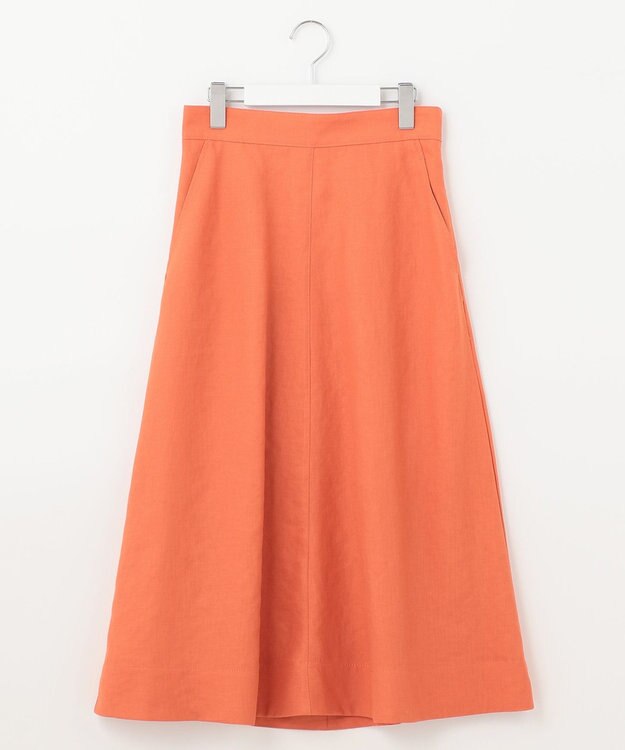 自由区 【接触冷感/セットアップ着用可】トリアセテートツイル フレアスカート オレンジ系