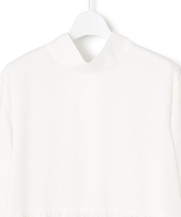 23区 L 【前後着用可能/洗える】ウォッシュドピーチツイル ブラウス ホワイト系