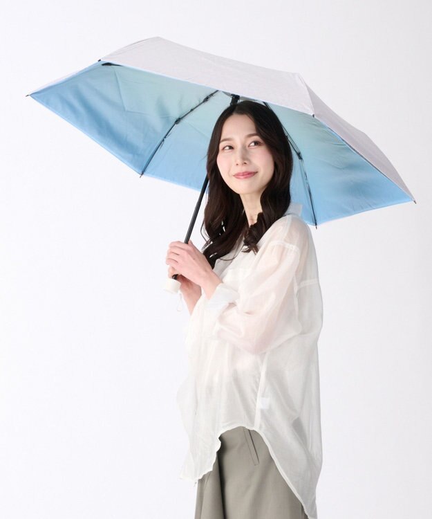 MOONBAT ハニカム断熱パラソル グラデーション 折りたたみ傘 晴雨兼用 日傘 一級遮光 UV オフホワイト