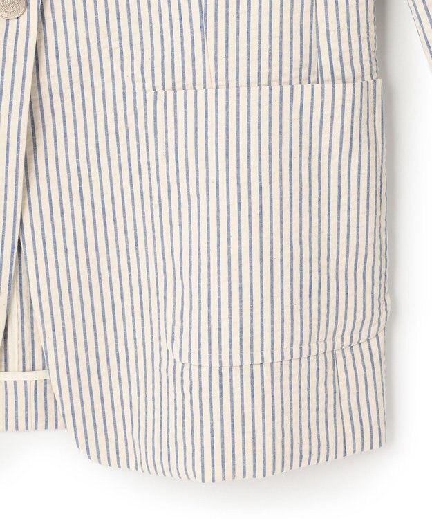 23区 S 【洗える】サッカーストライプ ジャケット アイボリー×ブルーストライプ