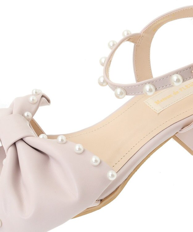 Maison de FLEUR パールリボンサンダル Pink