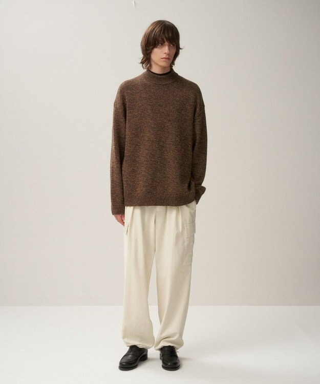 ATON BABY WOOL MOULINE | モックネックセーター - UNISEX BROWN