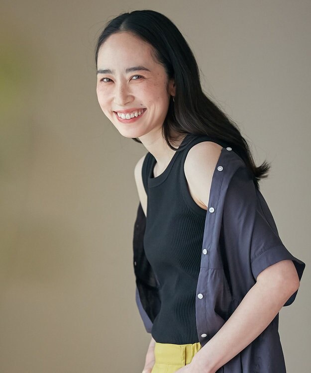 ANY L リブタンクトップ ブラック