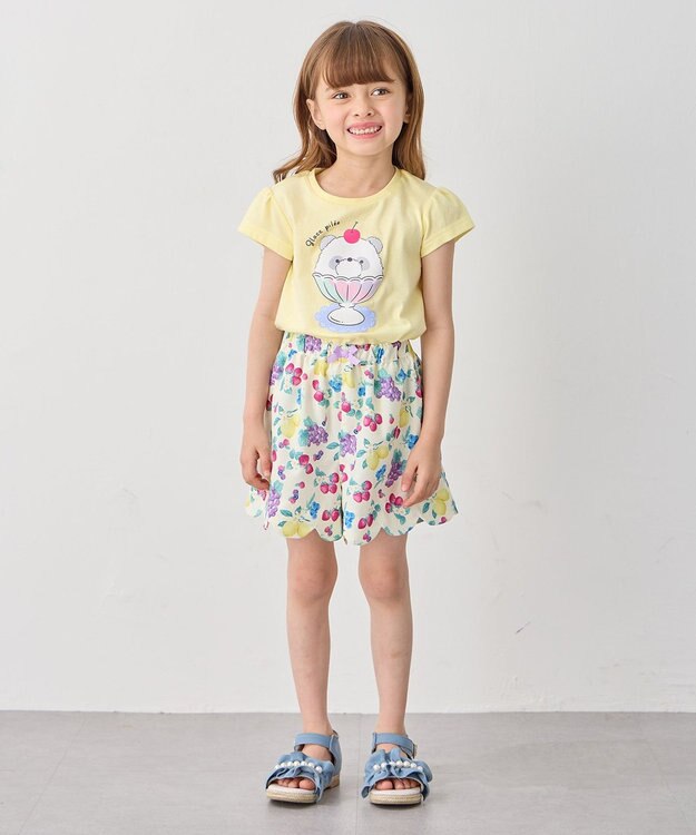 ANY KIDS 【水で色が変わる】接触冷感 しろくま ミラクルプリント Tシャツ レモン