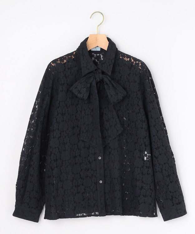 組曲 【先行予約・WEB限定】フラワーラッセルレースシャツライク ブラウス ネイビー系