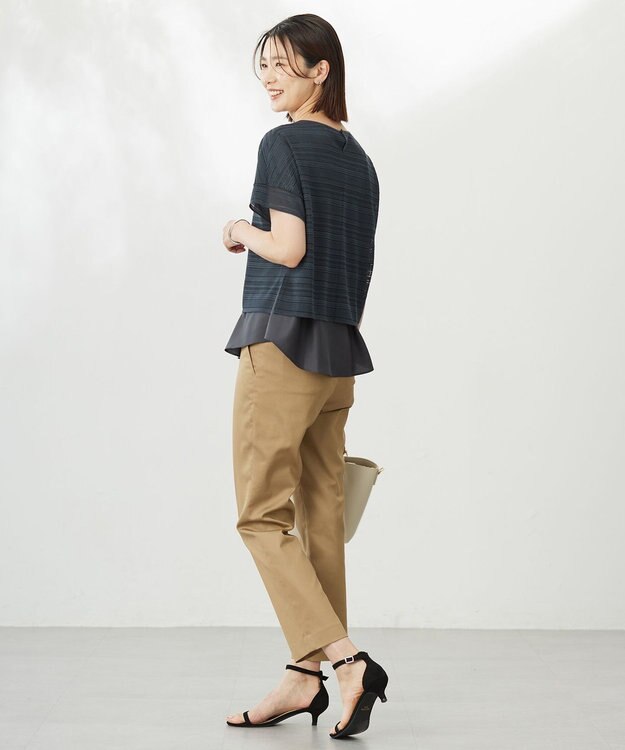 J.PRESS LADIES 【WEB限定・洗える】シャンブレーサテン テーパード パンツ 【WEB限定】キャメル系