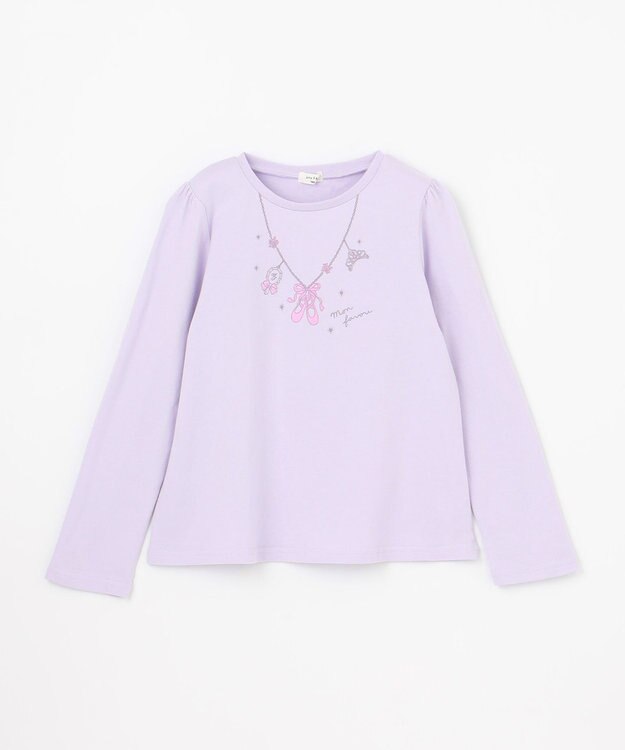 ANY KIDS 【WEB限定】7days プリント 長袖Tシャツ ラベンダー×ネックレス