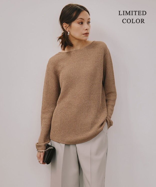 ICB 【WEB限定カラーあり・洗える】ペーパーブレンドシャインニット プルオーバー レディッシュブラウン系［WEB限定］