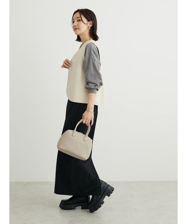 Green Parks フェイクレザーベスト Ecru