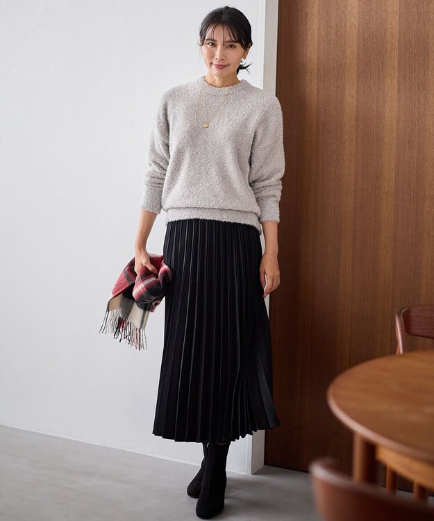 ANY 【大好評につき新色登場/洗濯機可/ウエストゴム】プリーツスカート ブラック