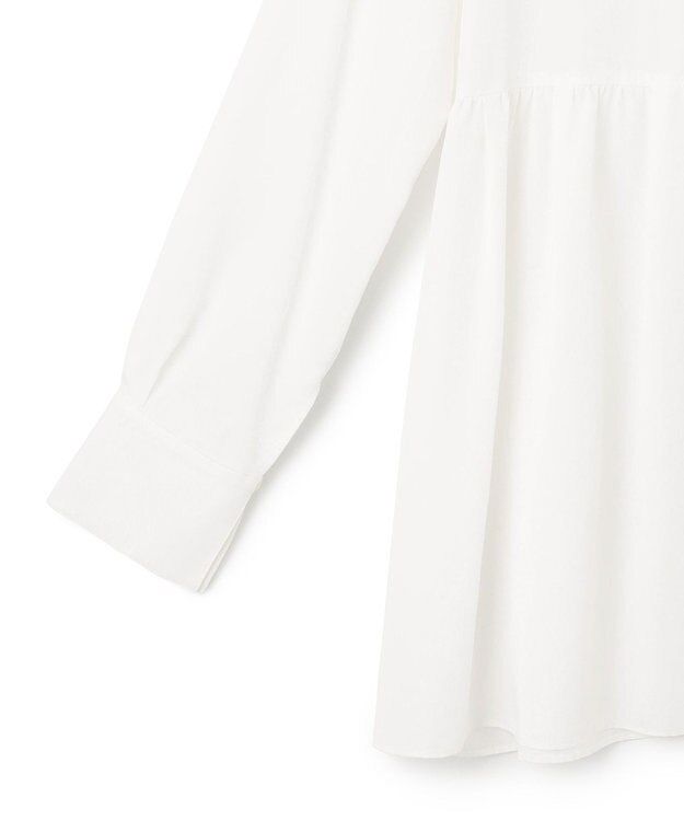 23区 L 【前後着用可能/洗える】ウォッシュドピーチツイル ブラウス ホワイト系