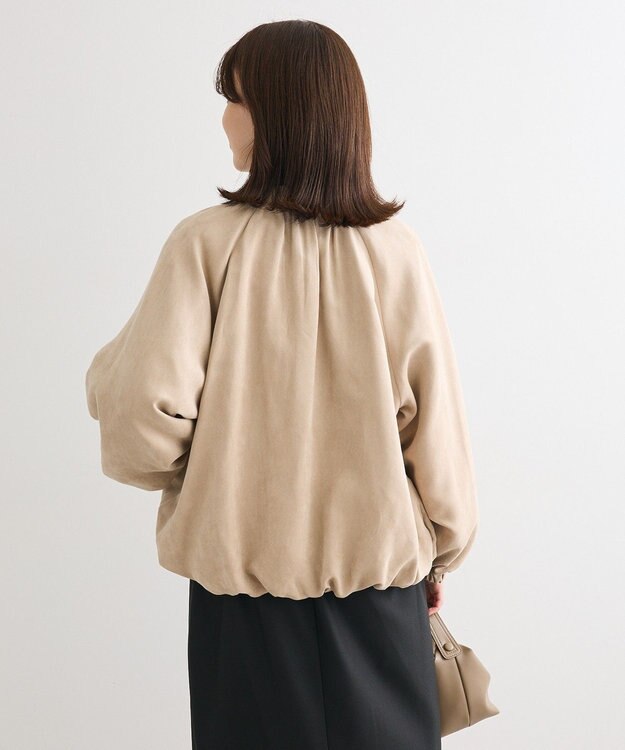 Green Parks スウェードライクギャザーブルゾン Light Beige