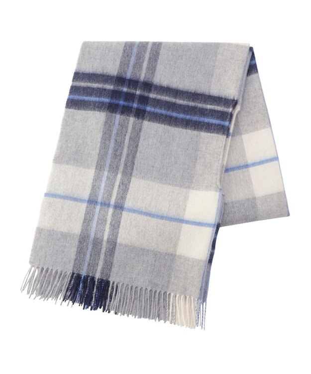 MOONBAT MACKINTOSH PHILOSOPHY ウール100%超大判チェックポンチョストール／幅70cm グレー