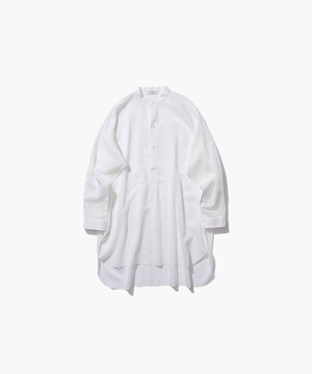 ATON COTTON SILK LAWN | オーバーサイズバンドカラーシャツ WHITE