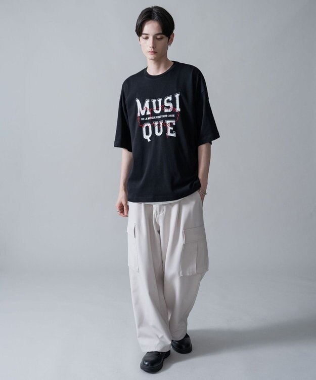 WEGO オフステッチグラフィックT（SS） ブラック