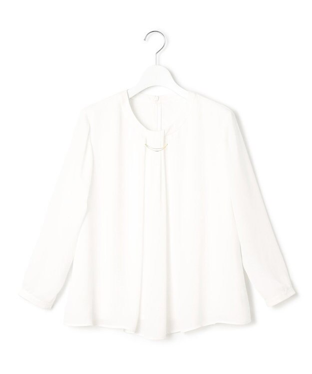 23区 S 【洗える】シルキーデシン タックディテール カットソー ホワイト系