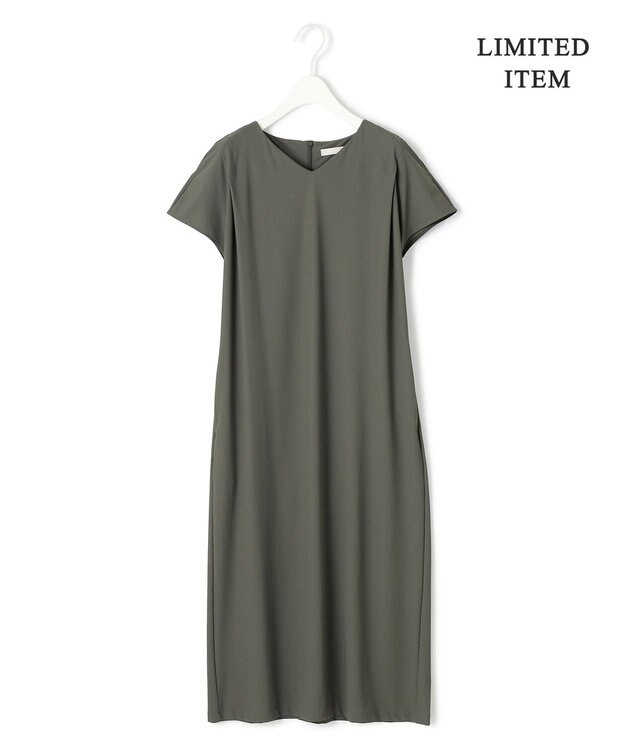 ICB L 【WEB限定・洗える】 アトラストリコット ストレートワンピース カーキ系