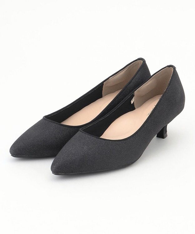 ANY SIS 【23.0cm~24.0cm】ラメローヒール パンプス ブラック