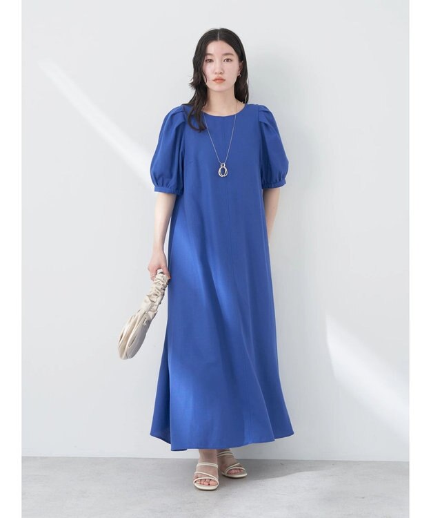 earth music&ecology リサイクルポリエステルブレンドＡラインワンピース Blue