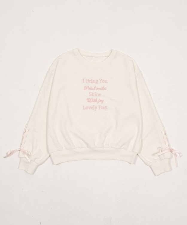 WEGO レースアップリボンスウェット ホワイトアイボリー