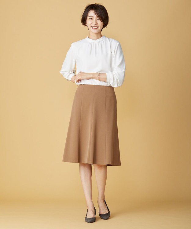 J.PRESS LADIES 【洗える】アルガンシルク スカート キャメル系