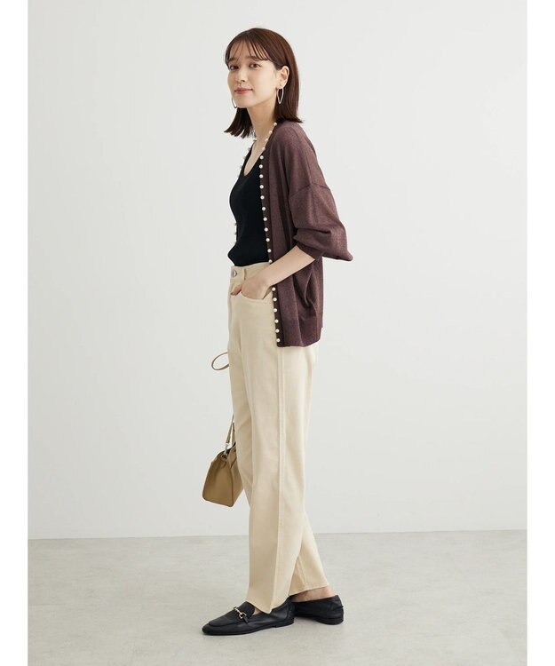 Green Parks ・ＥＬＥＮＣＡＲＥ　ＤＵＥパールツキシアーカーディガン Brown