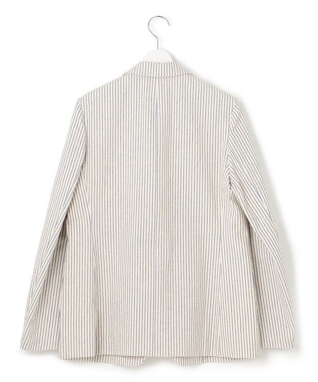 23区 S 【洗える】サッカーストライプ ジャケット アイボリー×ブルーストライプ