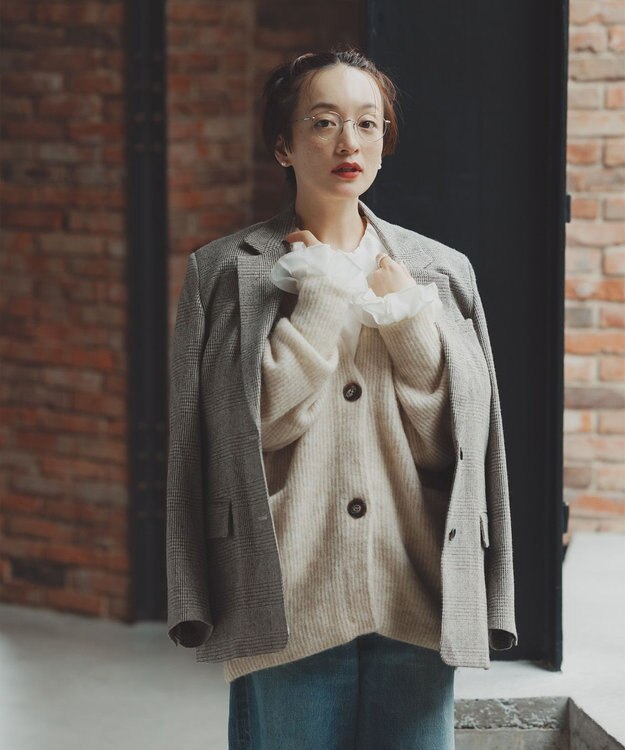 #Newans 【高山都さんコラボ】オーバーサイズテーラードジャケット ベージュチェック