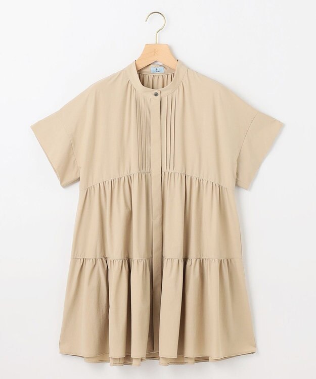 組曲 S スーパーライトストレッチティアード ブラウス ベージュ系