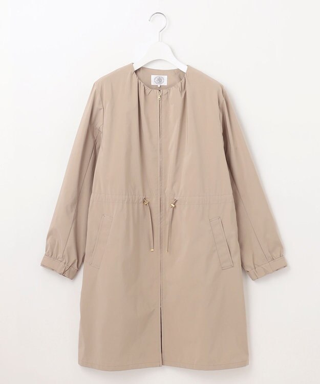 J.PRESS LADIES L 【洗える・撥水】マイクロタフタ ノーカラー ロング コート モカ系