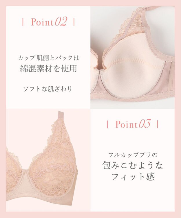 Wing ブラジャー ワイヤーが痛くなりにくい 綿混(カップ肌側・バック) フルカップブラ NB2704 ウイング／ワコール ピーチ