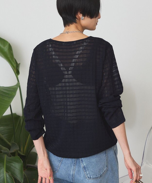 AMERICAN HOLIC シアーチェックカーディガン Dark Navy