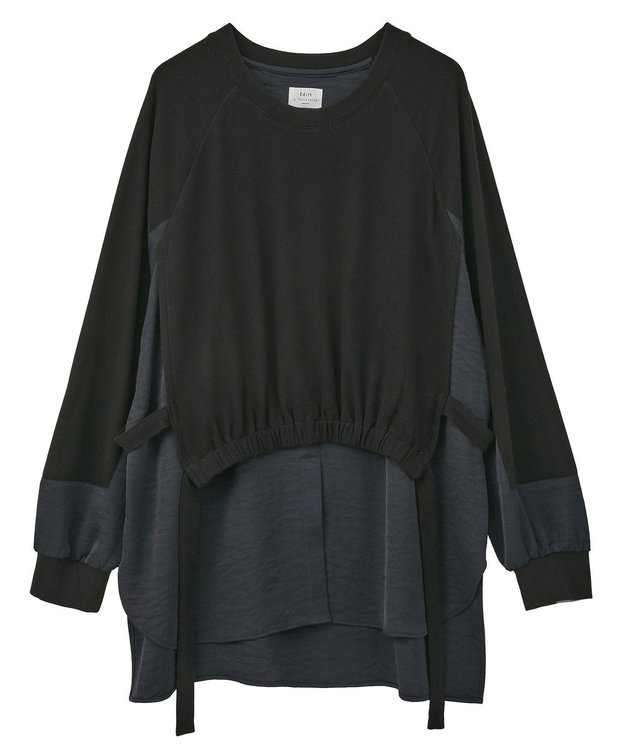 YECCA VECCA 素材MIXレイヤード起毛プルオーバー Black