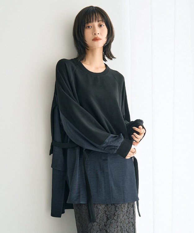 YECCA VECCA 素材MIXレイヤード起毛プルオーバー Black