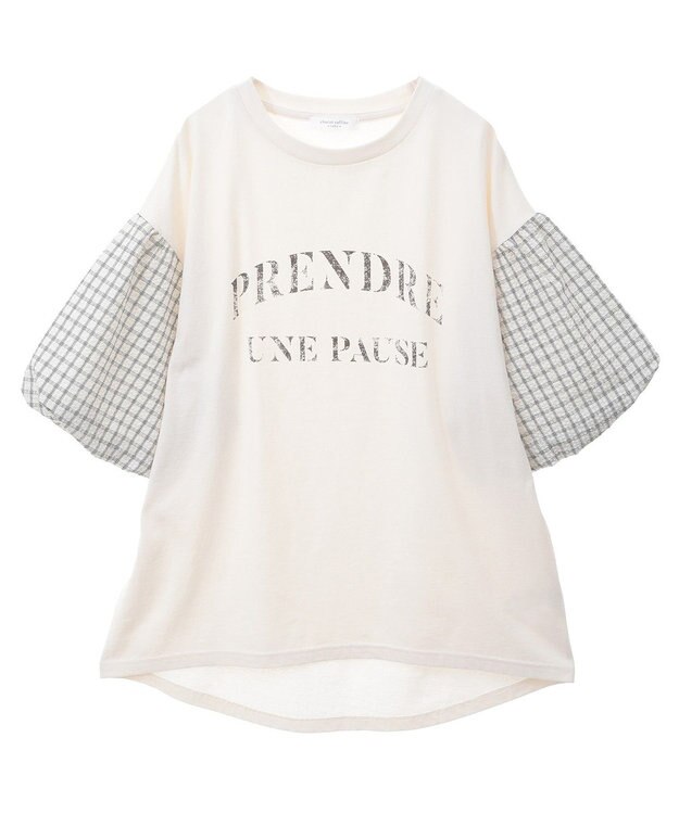 Green Parks チェックバルーンスリーブロゴチュニック Black