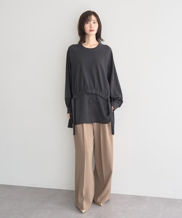 YECCA VECCA 素材MIXレイヤード起毛プルオーバー Charcoal Gray