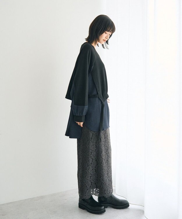 YECCA VECCA 素材MIXレイヤード起毛プルオーバー Black