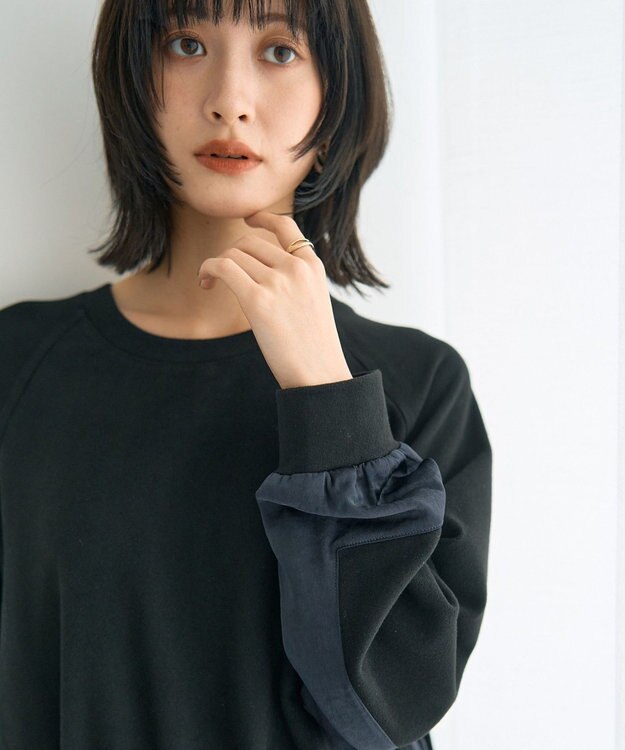 YECCA VECCA 素材MIXレイヤード起毛プルオーバー Black