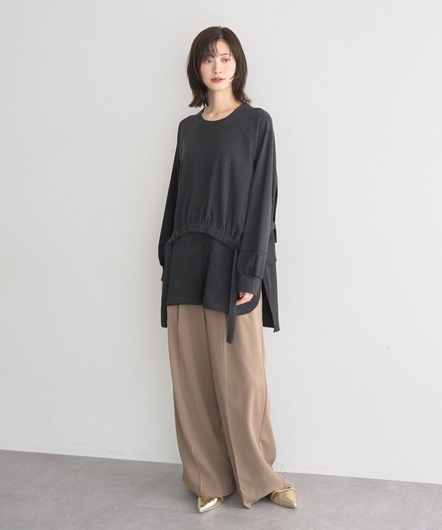 YECCA VECCA 素材MIXレイヤード起毛プルオーバー Charcoal Gray