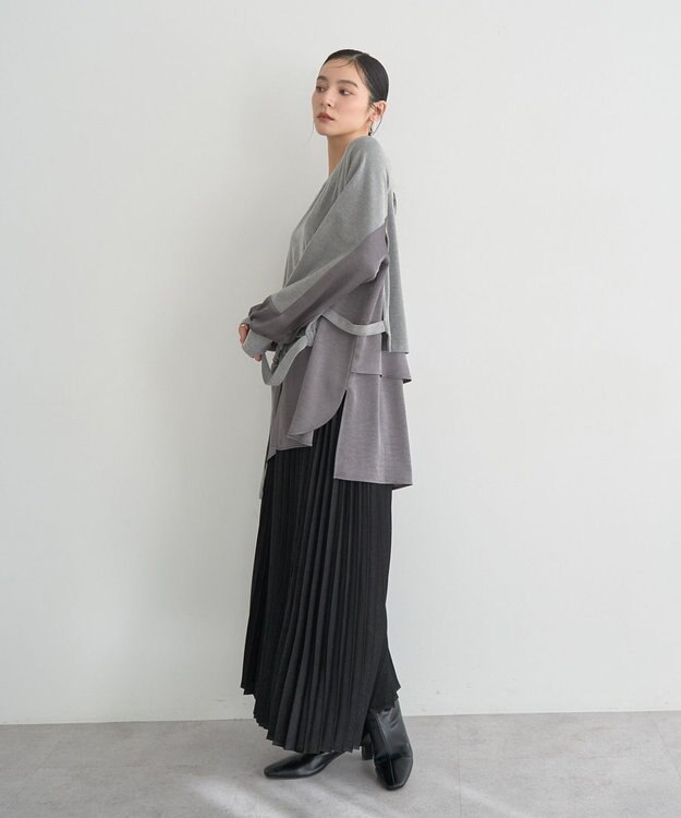 YECCA VECCA 素材MIXレイヤード起毛プルオーバー Gray