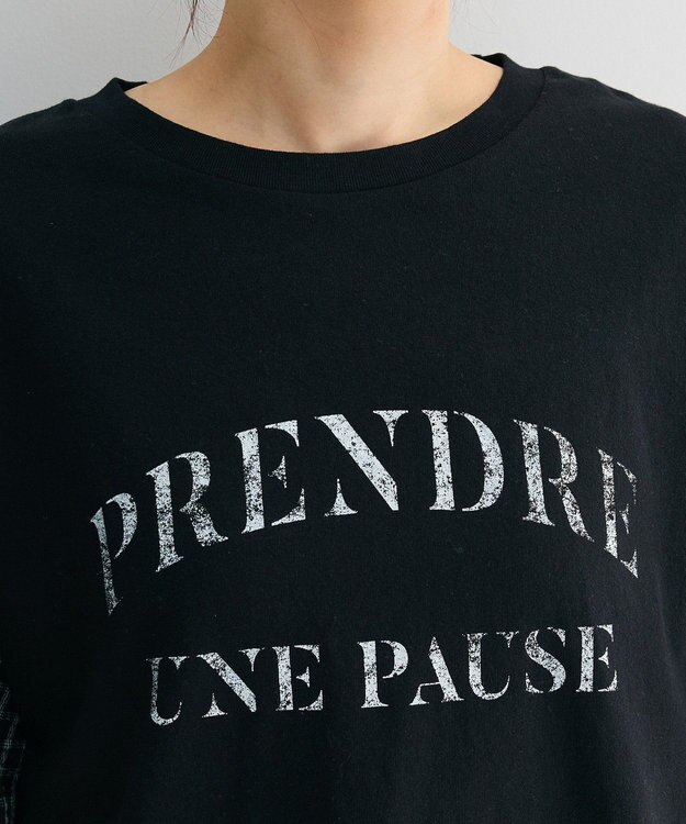 Green Parks チェックバルーンスリーブロゴチュニック Black