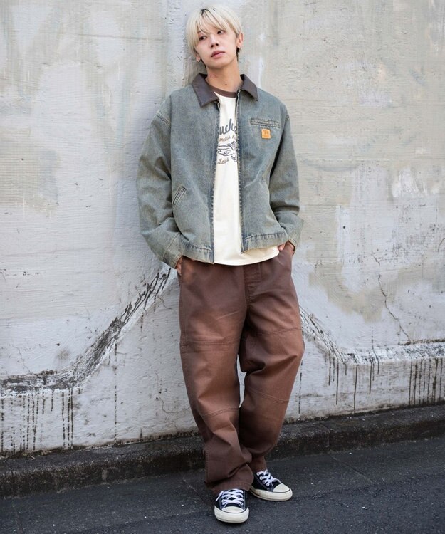 WEGO 【ウエストゴム/MLサイズ展開】ージーダブルニーパンツ ブラウン