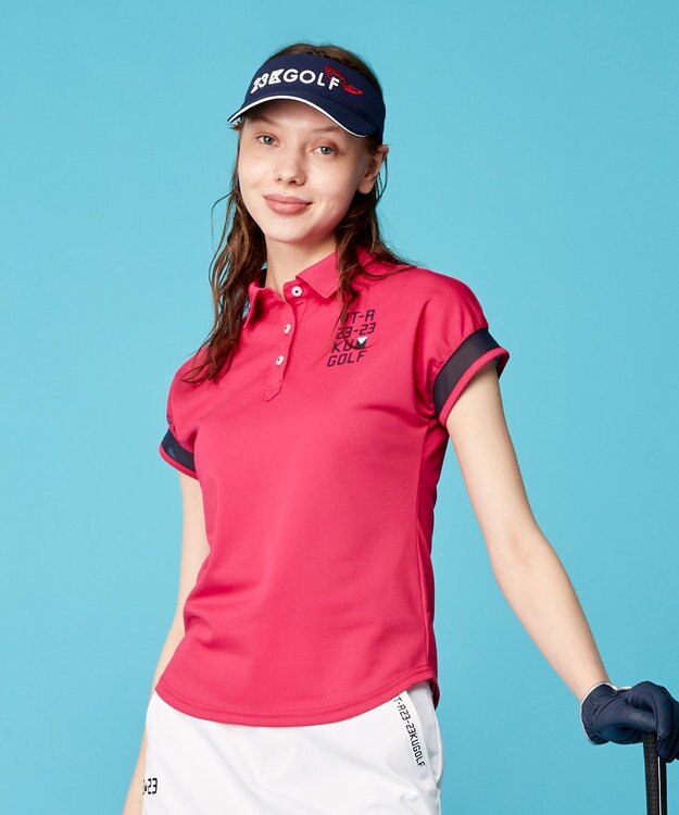 23区GOLF 【WOMEN】エイトロックカノコ カラーポロシャツ ピンク系