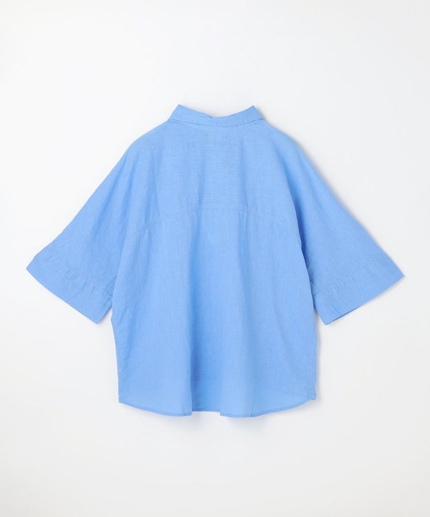 ANY ヨーロピアンリネンハーフスリーブシャツ ブルー