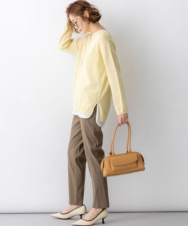 23区 【先行予約/CanCam掲載】リネンレーヨンストレッチ テーパード パンツ モカ系