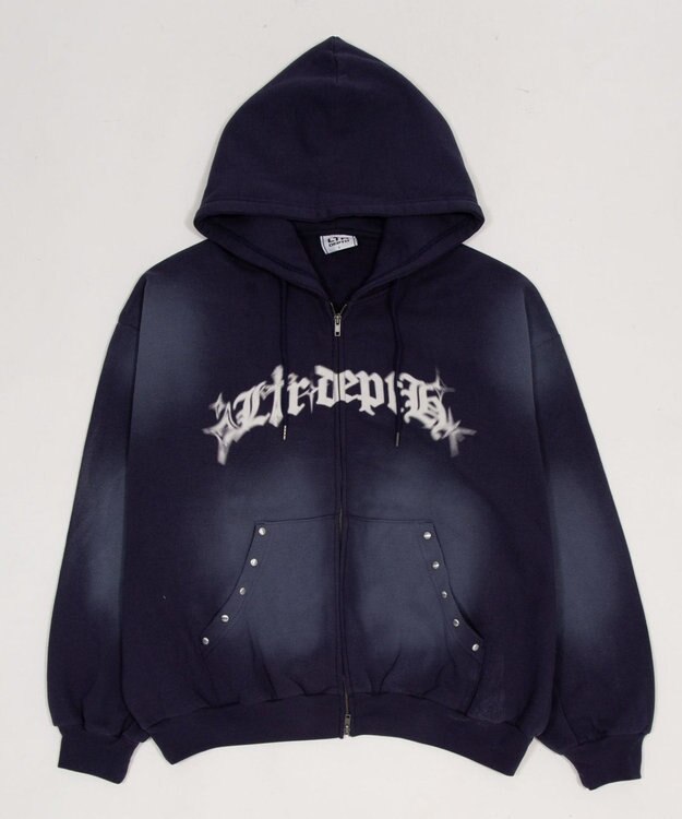 WEGO 【ユニセックス着用ITEM】グラフィックZIPパーカー ネイビー