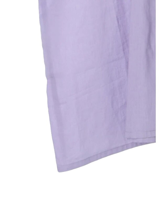 Green Parks インド綿　パイピングバンドカラーシャツチュニック Purple