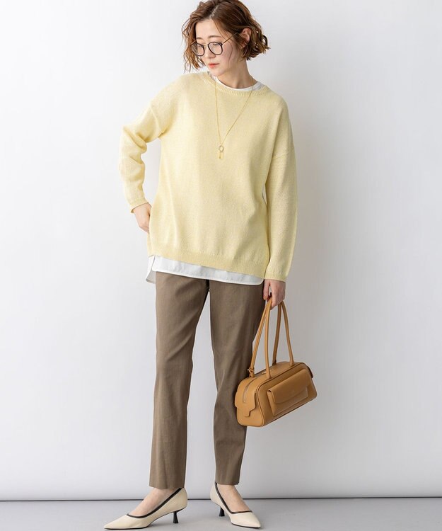 23区 【先行予約/CanCam掲載】リネンレーヨンストレッチ テーパード パンツ モカ系