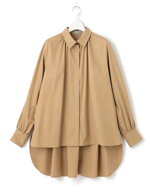 23区 【23区 lab.】ハイカウントコットン ギャザー シャツ キャメル系