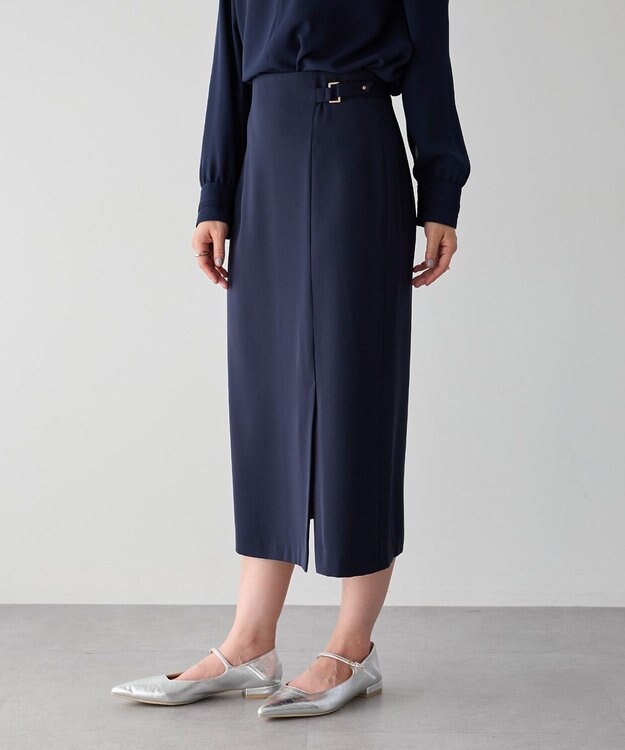 YECCA VECCA サイドベルトナロースカート Navy